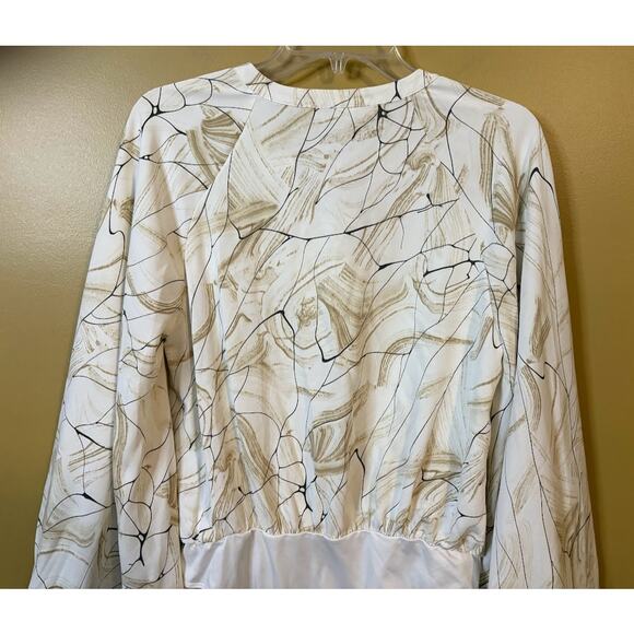Entro Cream Abstract Print Balloon Sleeve Bodysuit - Size Small - NWT - Picture 8 of 8
